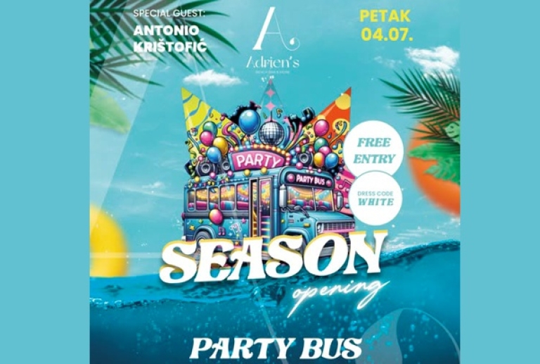 Ljeto počinje u 20:00 sati - ukrcaj se na Party Bus i doživi najjači beach party na Adrien’su!